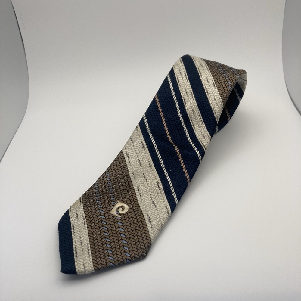 Vintage Pierre Cardin Men's‎ Necktie Multicolor Stripe with Embroidered Logo